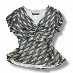 Y2K Jones New York 100% Silk Babydoll Blouse With O Ring Fairy Grunge Size 4